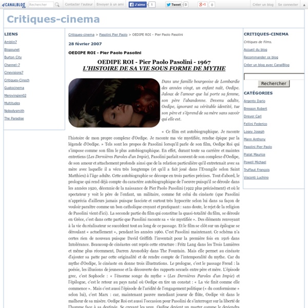 OEDIPE ROI - Pier Paolo Pasolini - Critiques-cinema