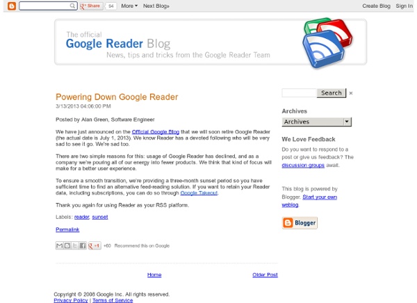 Powering Down Google Reader