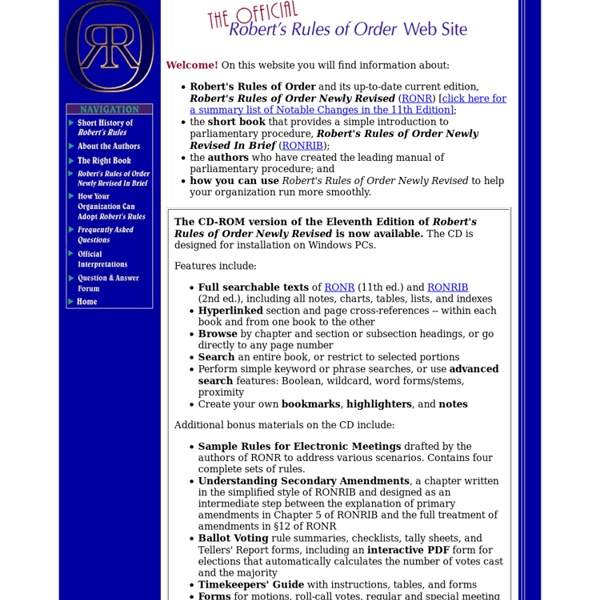 The Official Robert's Rules of Order Web Site