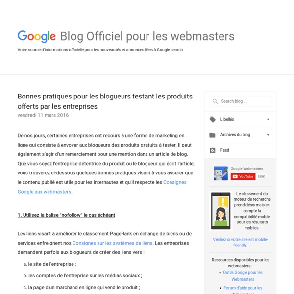 Blog Officiel de Google pour les webmasters