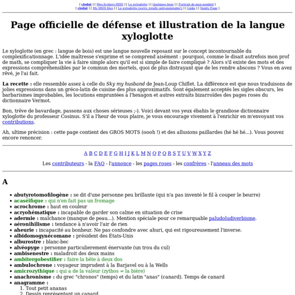 Page officielle de défense et illustration de la langue xyloglotte