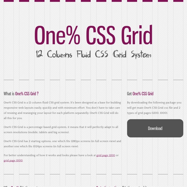 One% CSS Grid - 12 Columns Fluid CSS Grid System