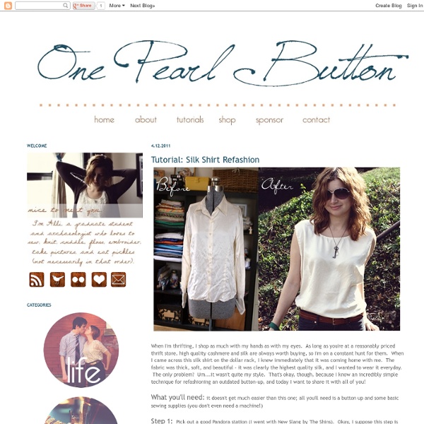 One Pearl Button: Tutorial: Silk Shirt Refashion
