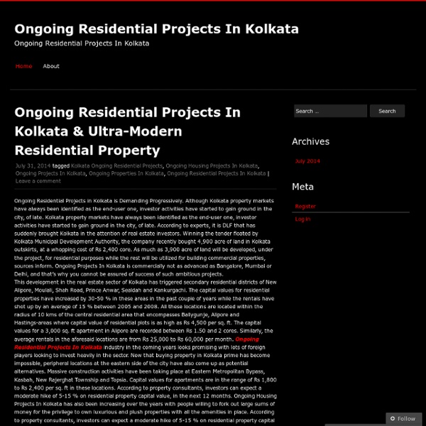 Ongoing Residential Projects In Kolkata