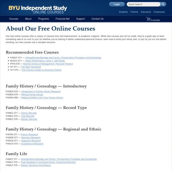Free Online Courses - BYU Independent Study