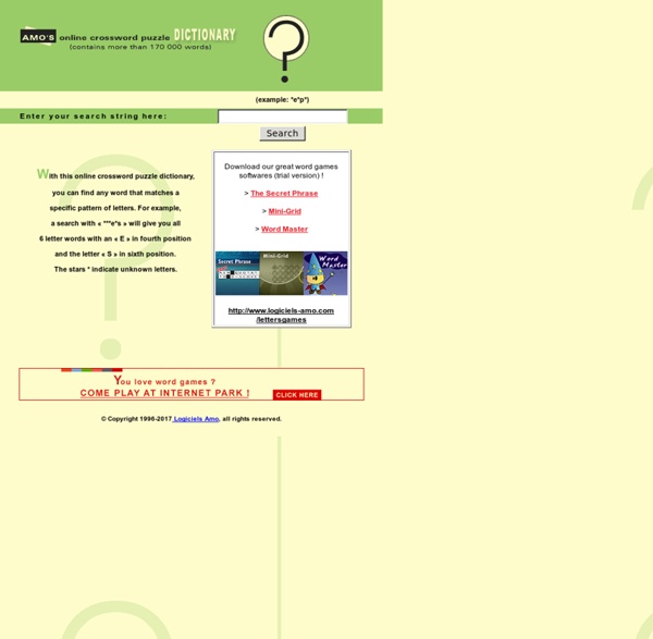 Amo's online crossword puzzle dictionary | Pearltrees
