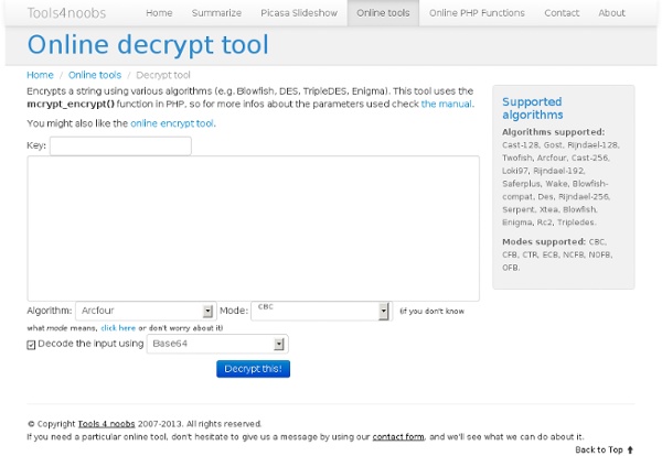 Online decrypt tool