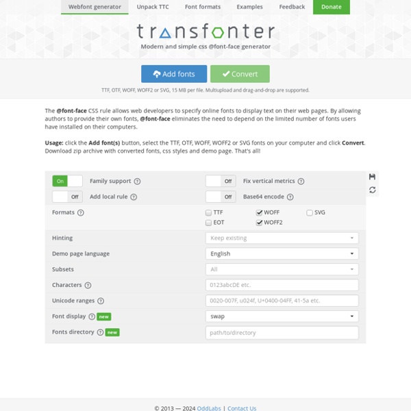 Transfonter — online @font-face generator