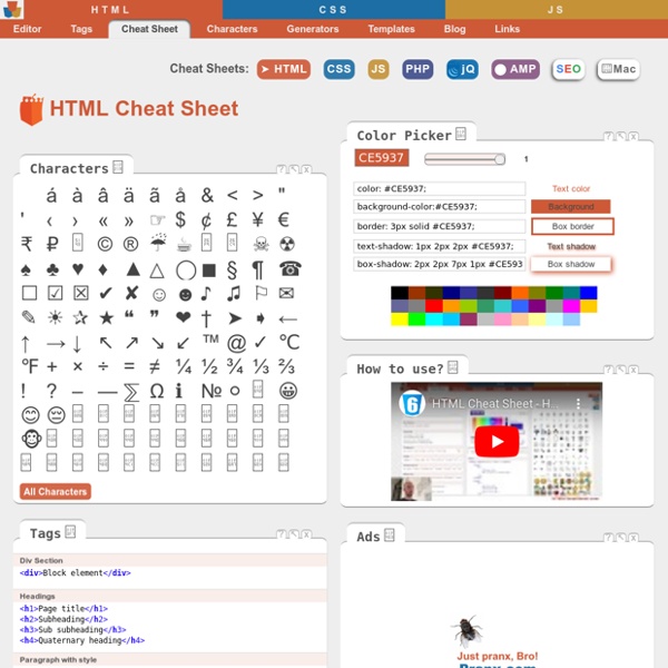 HTML Cheat Sheet □ - The best interactive cheat sheet