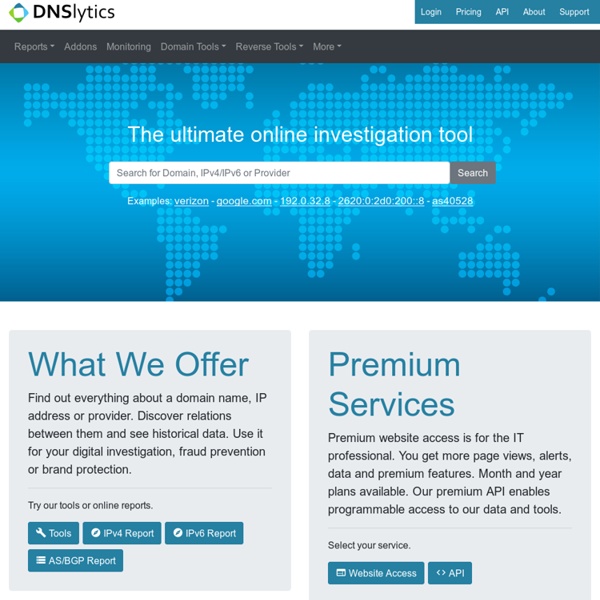 Online investigation tool - IP, DNS, MX, WHOIS and SEO tools