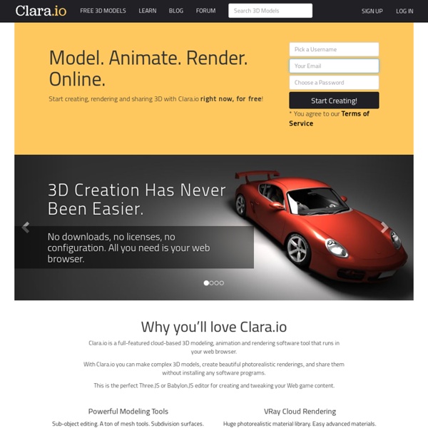 Clara.io: Online 3D Modeling, 3D Rendering, Free 3D Models