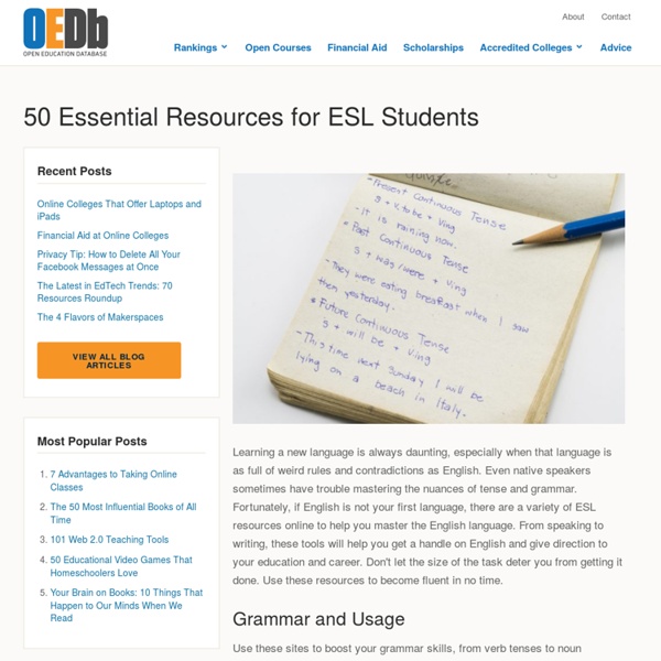 50 Essential Resources for ESL Students