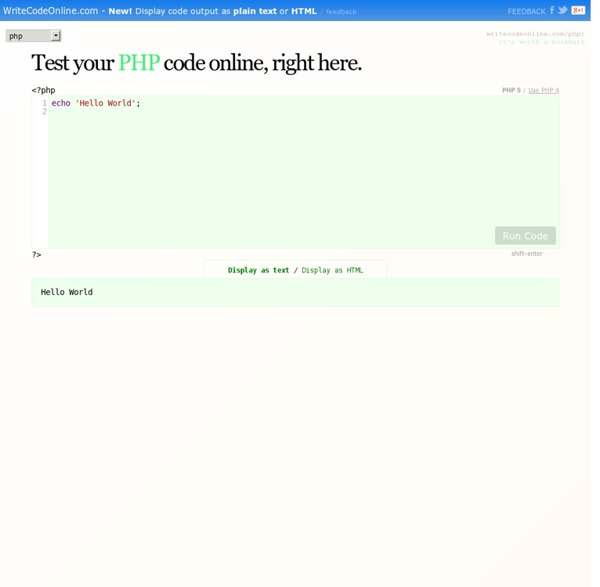 Test run php code online, right here - WriteCodeOnline.com/PHP