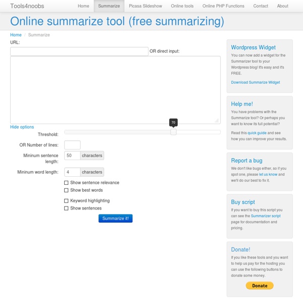 Online summarize tool (free summarizing)