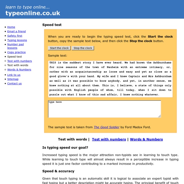 Free online touch typing speed test - wpm words per minute