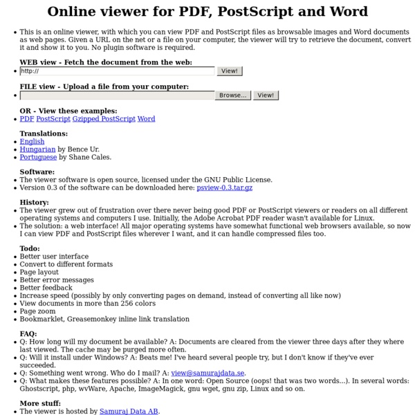 Online viewer for PDF, PostScript and Word