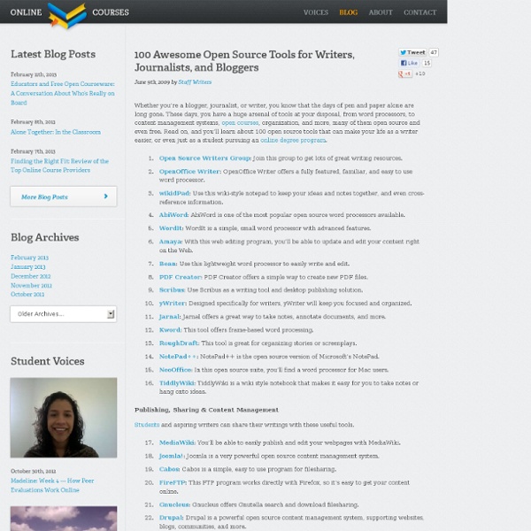 100 Awesome Open Source Tools for Writers, Journalists, and Blog