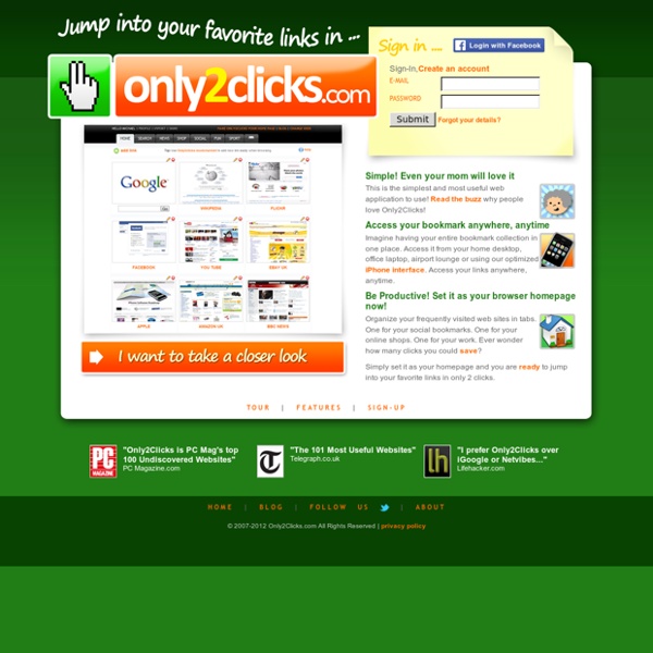 Only2Clicks - speed dial to favorite web site and make it your start page