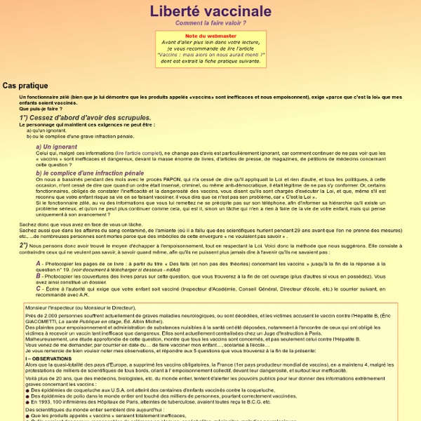 Liberté vaccinale : comment la faire valoir ?