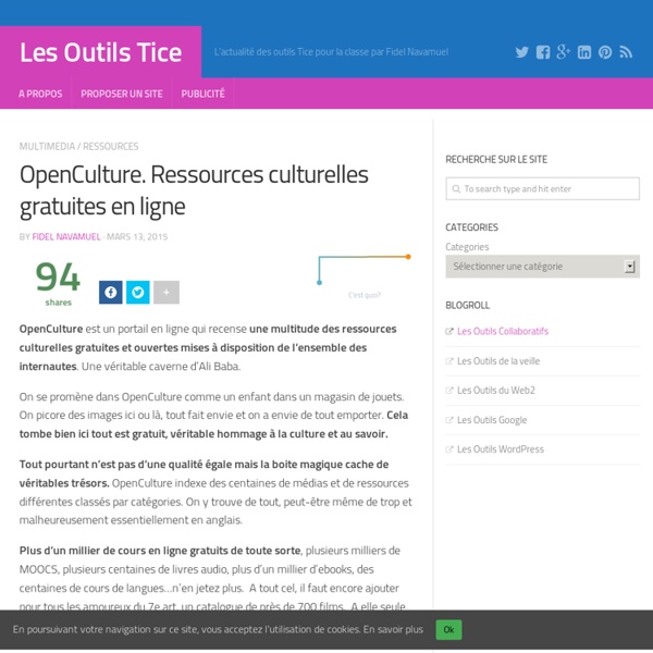 OpenCulture. Ressources culturelles gratuites en ligne