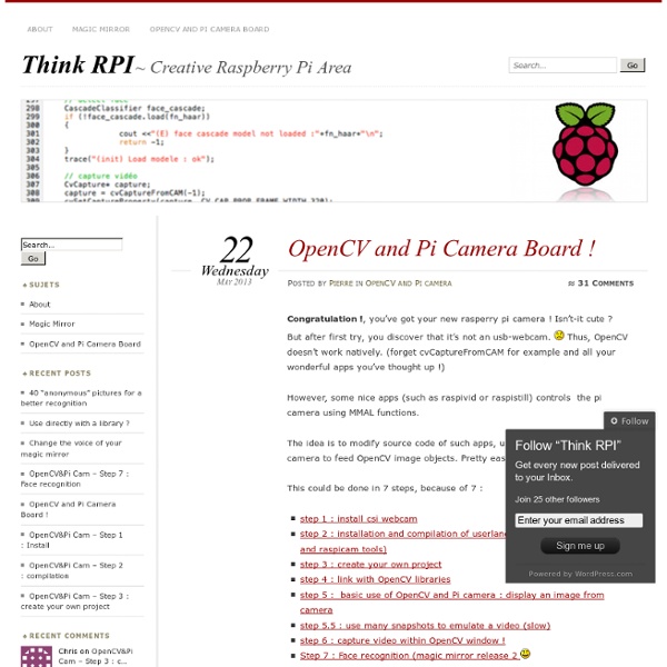 OpenCV and Pi Camera Board !