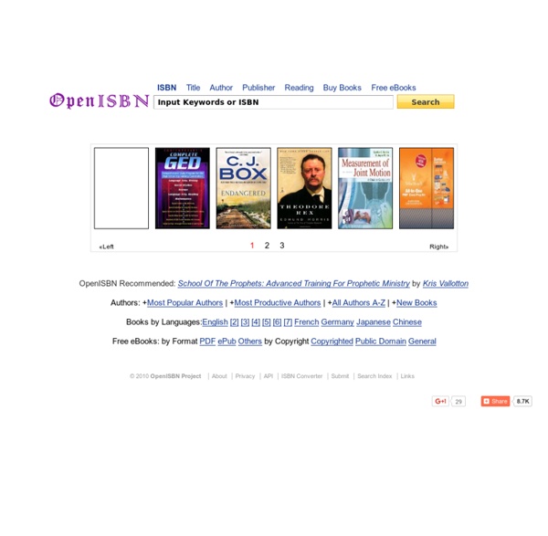 OpenISBN - ISBN Search & Free Book Data Download