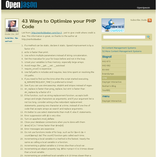 43 Ways to Optimize your PHP Code