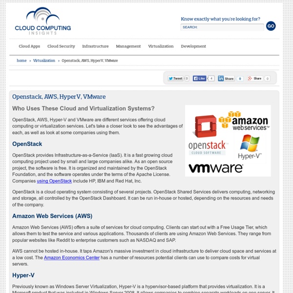 Openstack, AWS, HyperV, VMware