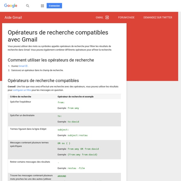 Opérateurs de recherche compatibles avec Gmail - Aide Gmail