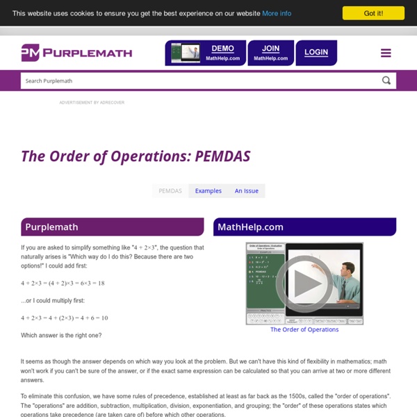 The Order of Operations: PEMDAS