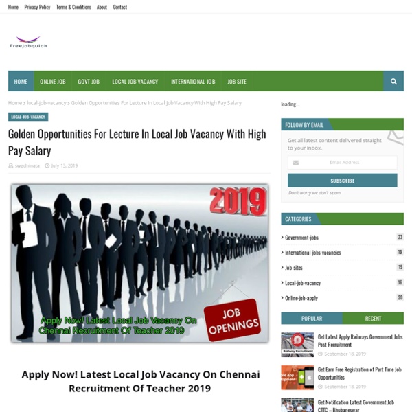 Golden Opportunities For Lecture In Local Job Vacancy With High Pay Salary