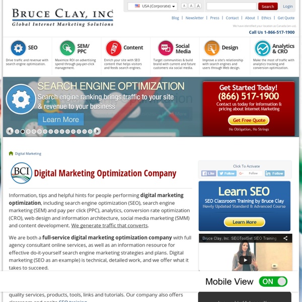 BruceClay - Internet Marketing Company: Search Engine Optimization SEO Services, PPC, SMO, Design and Tools Agency