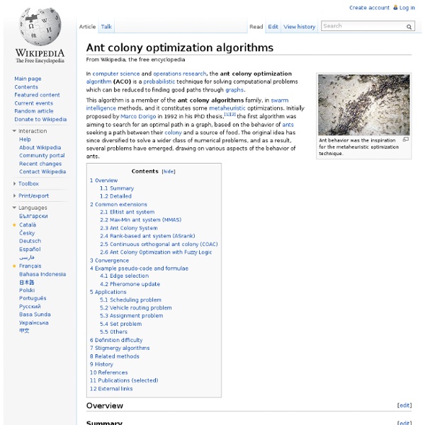 Ant colony optimization algorithms
