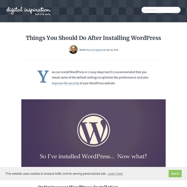 WordPress Tips - Things To Do After Installing Wordpress