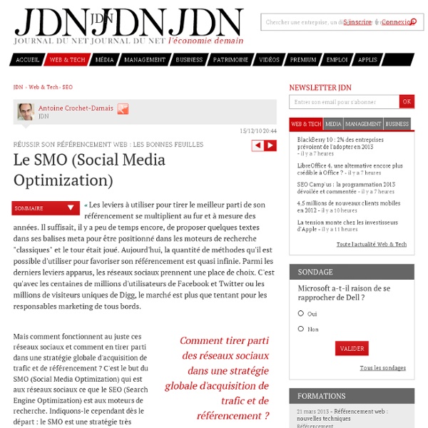 Le SMO (Social Media Optimization) - Réussir son référencement Web 2011 - Journal du Net Solutions