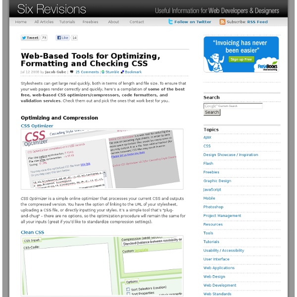 Web-Based Tools for Optimizing, Formatting and Checking CSS