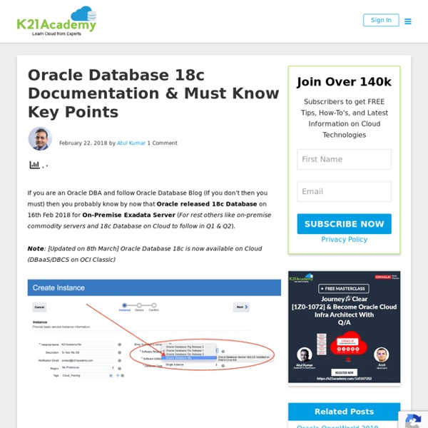 Oracle Database 18c Documentation & Must Know Key Points