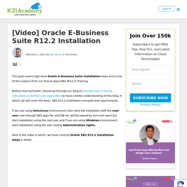 [Video] Oracle Apps DBA (R12.2) Installation : FREE Training