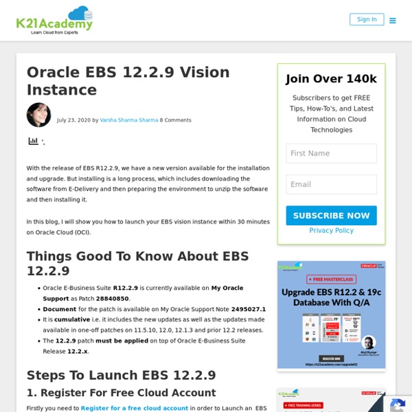 Oracle EBS 12.2.9 Vision Instance On Oracle Cloud (OCI)