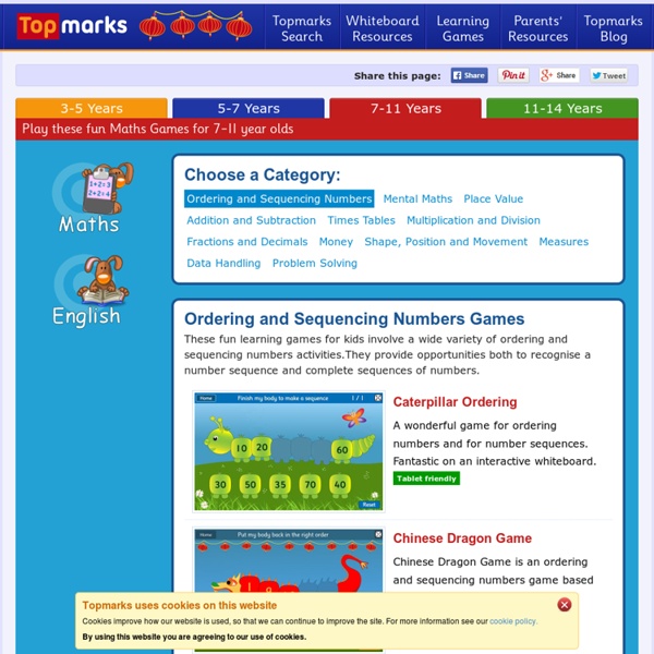 Ordering and Sequencing Numbers, Maths Games for 7-11 Years