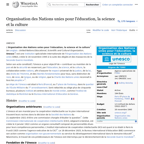 Organisation des Nations unies pour l'éducation, la science et la culture