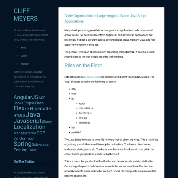 Code Organization in Large AngularJS and JavaScript Applications — Cliff Meyers