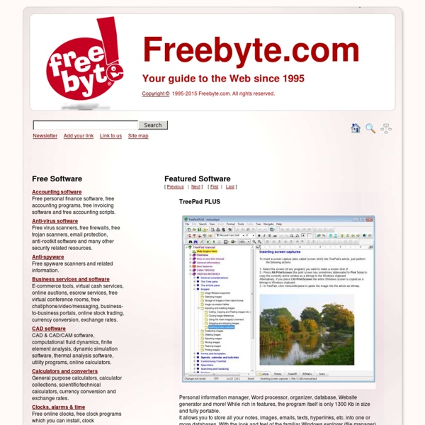 Freebyte! - Your Guide to the Web. Freeware, shareware, clipart, organizers, dictionaries, and much more!