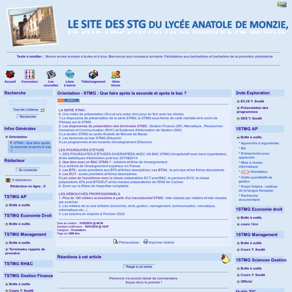 Orientation STMG Que faire après la seconde et après le bac ? Pearltrees