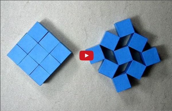 Origami Instructions: Wobbling Wall of Nine Cubes (Heinz Strobl)