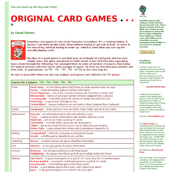 David Parlett: Original Card Games
