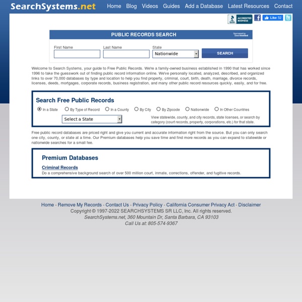 SearchSystems.net - Largest Free Public Records Directory