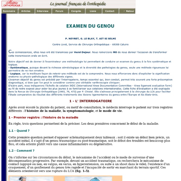 Orthopédie - Examen du genou