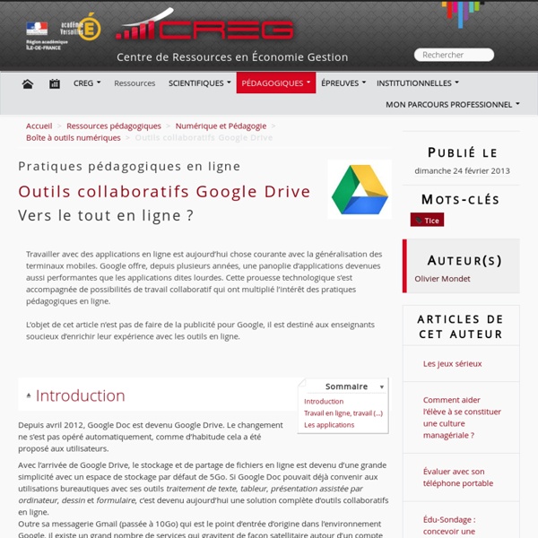 Outils collaboratifs Google Drive