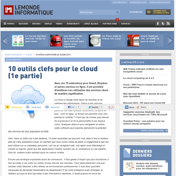 10 outils clefs pour le cloud (1e partie)